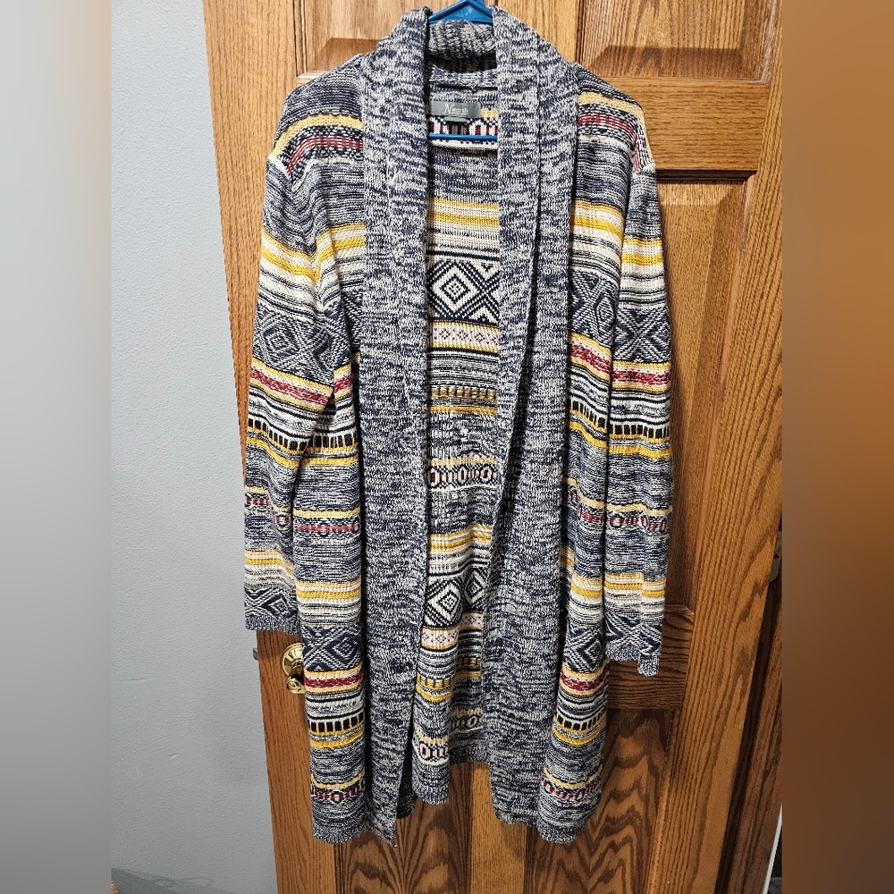 Natural Reflections Geometric Knit Cardigan